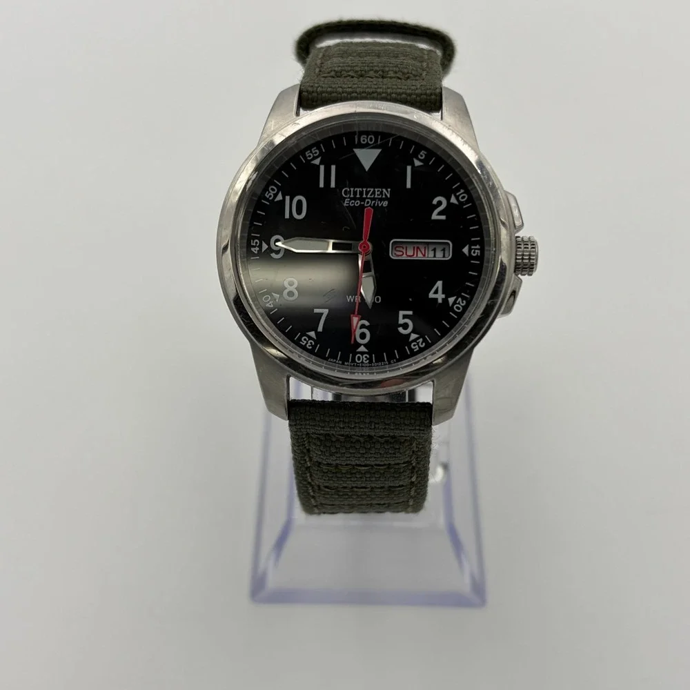 Citizen Eco-Drive Garrison Black Dial Silver-Tone Stainless Steel Case